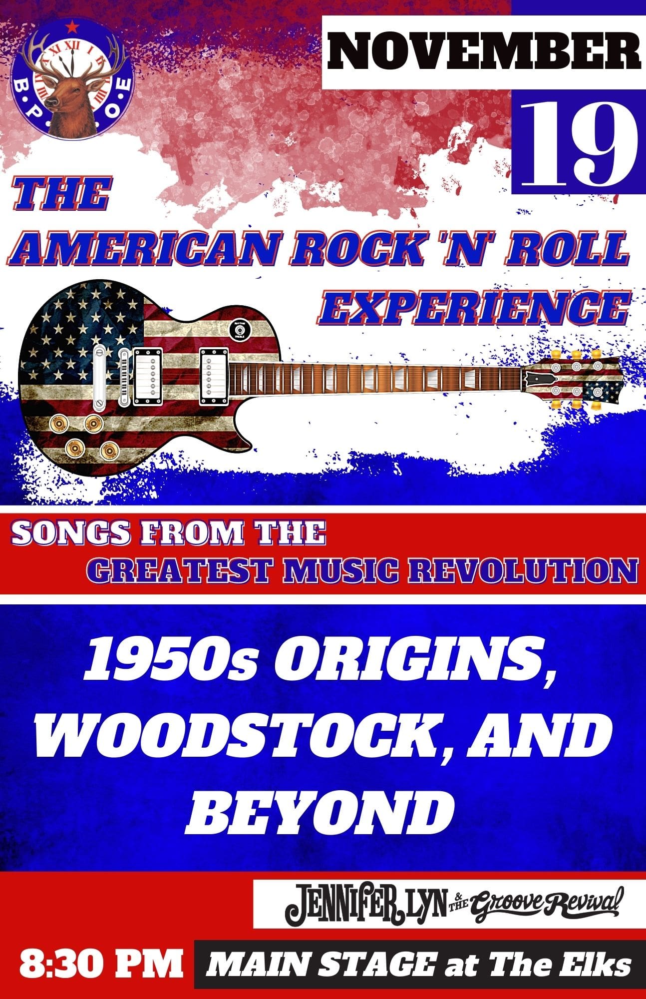 11-19-22_EVENT POSTER November American Rock 'n' Roll Experience with Jennifer Lyn and The Groove Revival